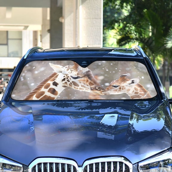 Mother and Baby Giraffes Automotive Front Car Windshield Sun Shade Reflector Foldable for Front Fit for Cars Truck SUVs
