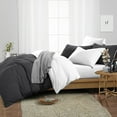 thumbnail image 2 of CCNY 600 TC 100% Egyptian Cotton Duvet Cover with 2 Matching Pillowcases Queen/Full Size Reversible Pattern, Zipper Closure, Corner Ties (Dark Grey), 2 of 7