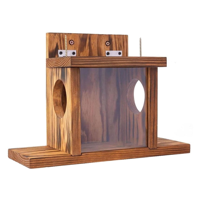 DOLITY Outside Wood Squirrel Feeder Handcrafted for Patio Decorative Backyard Fence