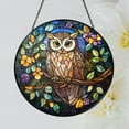 thumbnail image 4 of Stained Glass Owl Bird Suncatcher, Window Hanging Decor, 4 of 6
