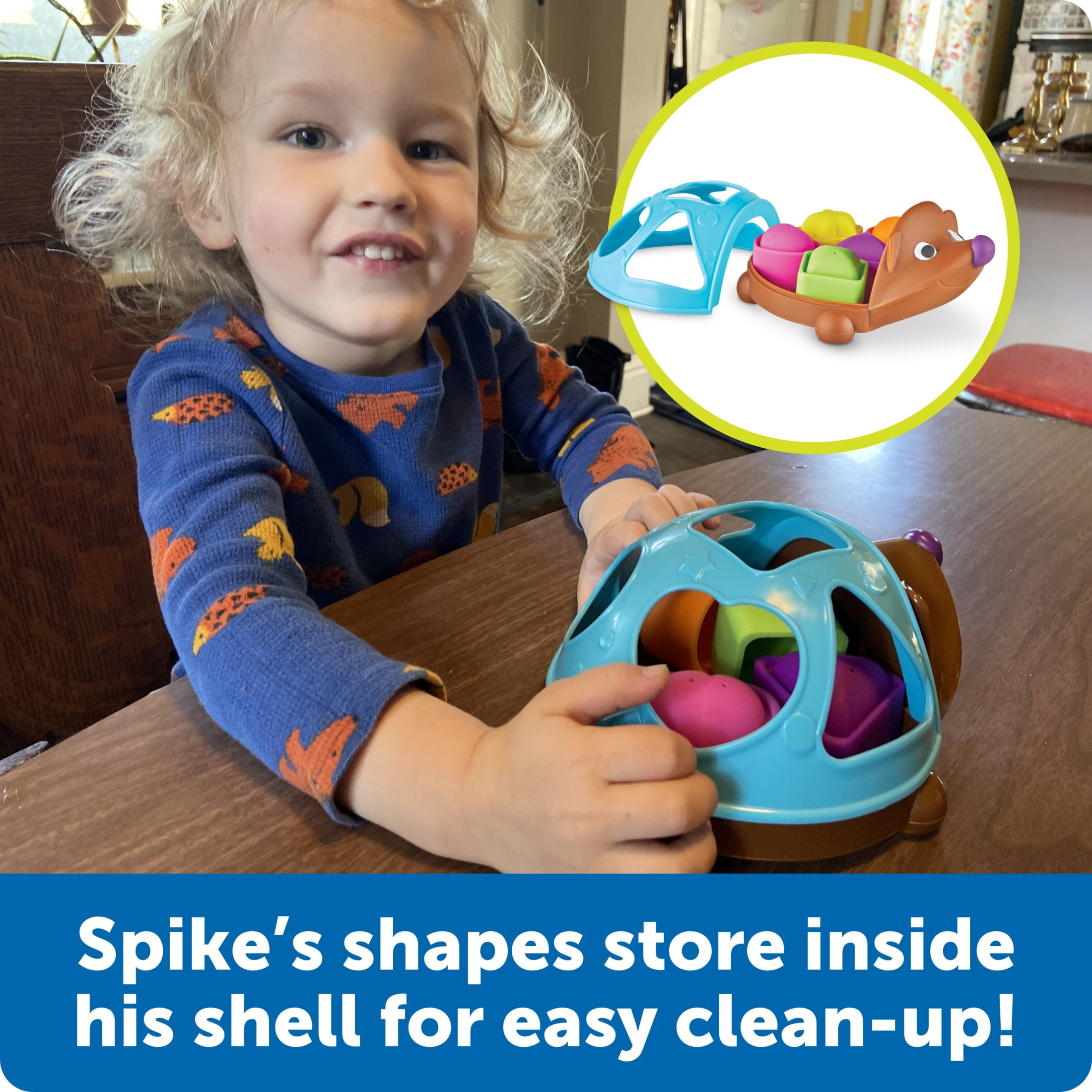 Learning Resources Spike the Fine Motor Hedgehog Poppin' Shapes Sorter, Toddler Learning Toys, Ages 18 Months +