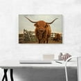 thumbnail image 2 of ARTCANVAS Highland Cow Cattle Stable Canvas Art Print - Size: 26" x 18" (1.50" Deep), 2 of 9