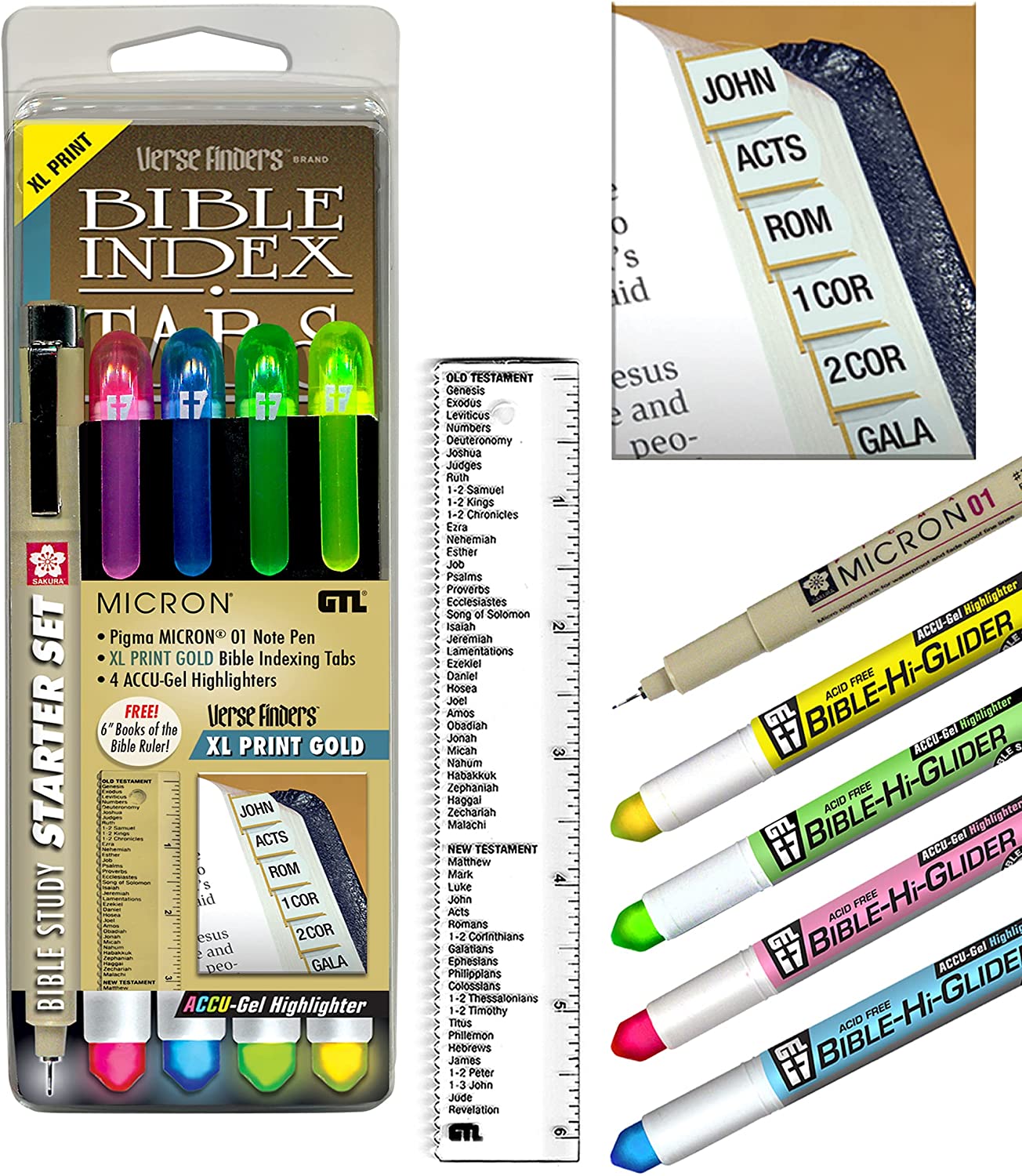G T Luscombe 250943 Print Bible Study Starter Set, Gold - Extra Large