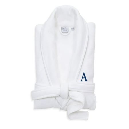 

Linum Home Textiles Hotel Turkish Cotton Waffle Terry Bathrobe with Satin Piped Trim - Personalized - White