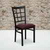 Flash Furniture 2 Pack HERCULES Series Black Window Back Metal Restaurant Chair - Burgundy Vinyl Seat