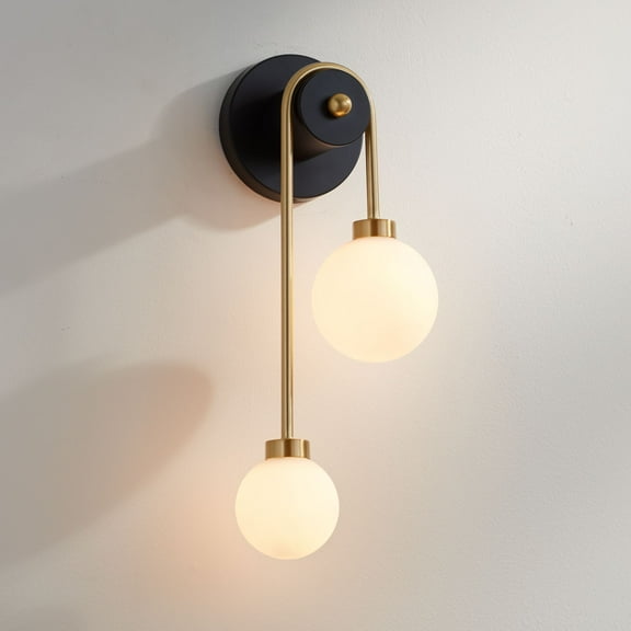 Possini Euro Design Possini Euro Adelia 16" High Black and Brass 2-Light Wall Sconce