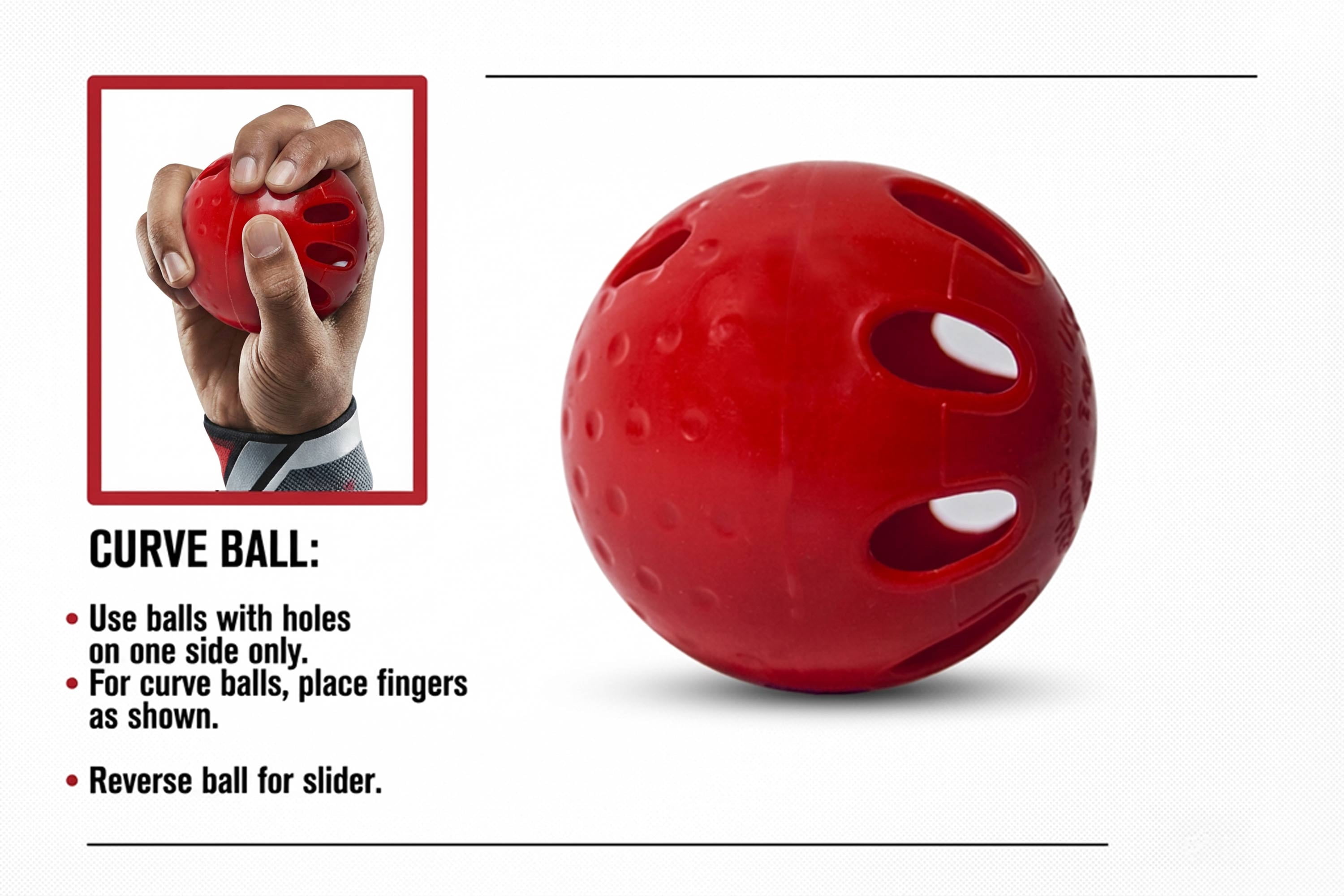 Stee-Rike 3 Premium Plastic Hard Training Baseballs, White & Red