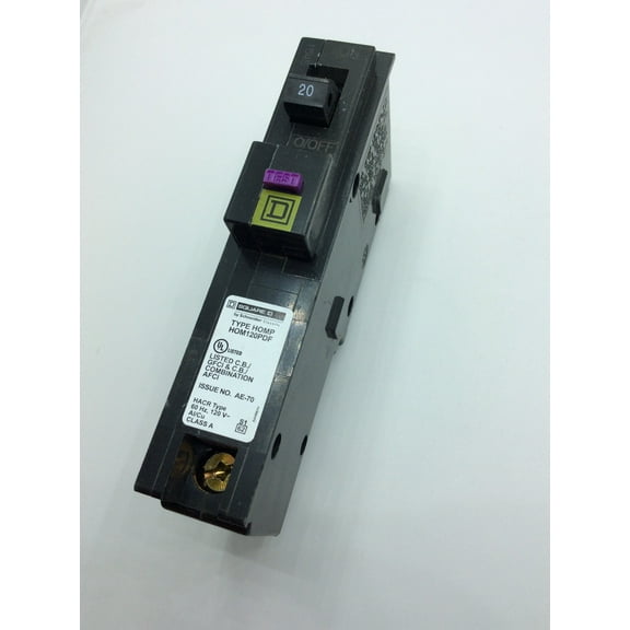 Square D - HOM120PDFC Homeline Plug-On Neutral 20 Amp Single-Pole Dual Function (CAFCI and GFCI) Circuit Breaker