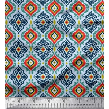 Soimoi Cotton Duck Fabric Ogee Damask Print Fabric by Yard 42 Inch Wide