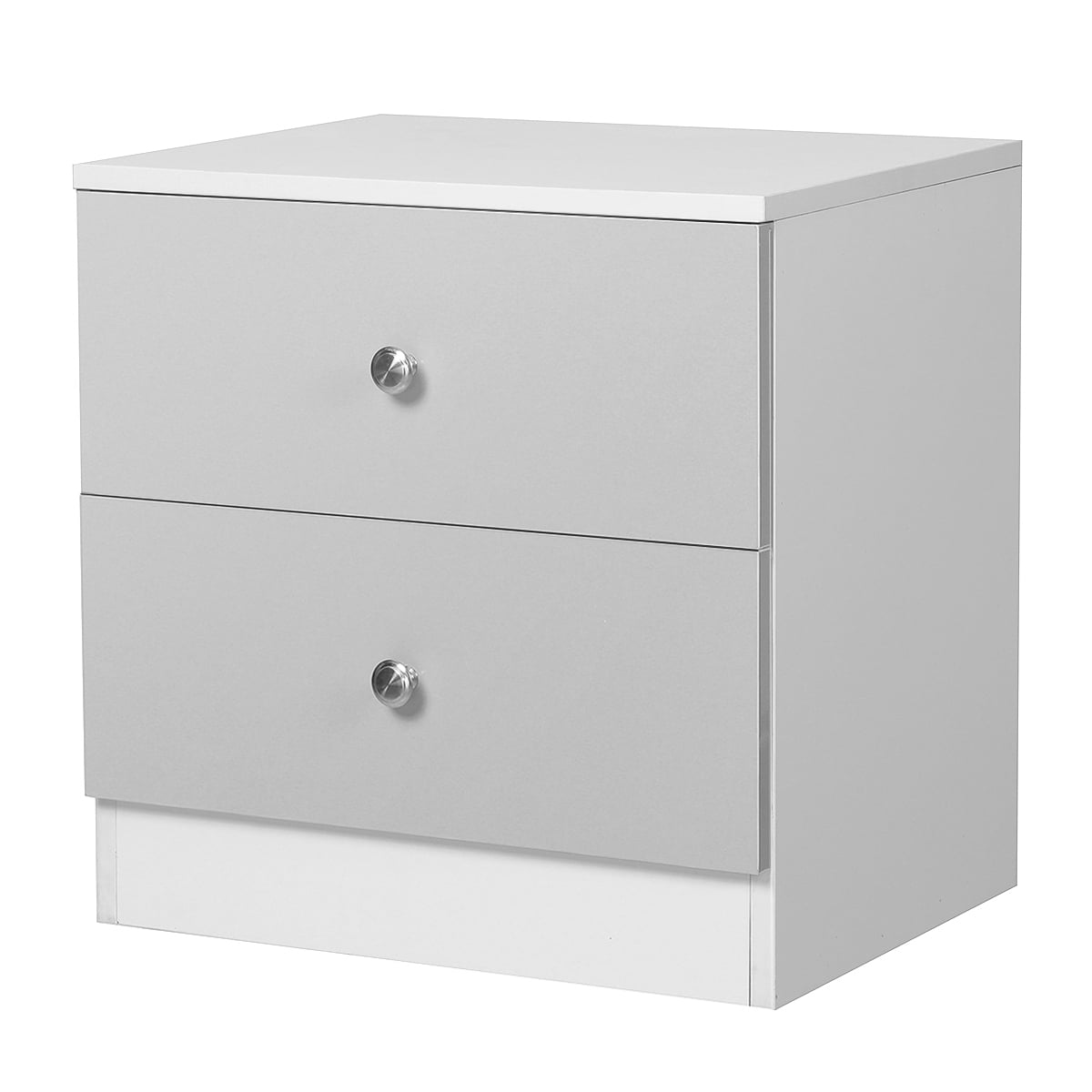Hommpa Modern 2 Drawers Nightstand Bedroom End Table with Handle Gray White Finish 17.7x15.7x18