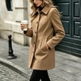 thumbnail image 4 of Elegant Wool Coat for Women Notch Lapel Long Sleeve Button Front Mid Length Casual Outerwear, 4 of 8