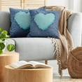 thumbnail image 4 of Ryan; Navy and Teal Pillow Cushion Cover Pack of 2, Ripped Themed Image Heart Shapes Lover Romance Valentines Day, Decorative Square Accent Pillow Case, 2 Pcs-18" x 18", Navy Seafoam, 4 of 8