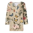 thumbnail image 5 of Ruimatai Women's 3/4 Sleeve V-Neck Button Down Shirt Casual Flowy Blouse with Pockets Comfortable Stylish Printed Tops for Women, 5 of 5