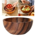 thumbnail image 2 of Wooden Hand Carved Round Salad Bowls, Perfect for Mixing Food, Nuts, Appetizers, Desserts, Rice Soup Noodle Dinnerware Decoration, 2 of 8