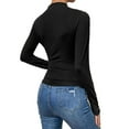 thumbnail image 2 of Deago Women's Pleated Long Sleeve Mock Neck T Shirts Casual Slim Fit Fall Tops Basic Business Work Tee (Black, S), 2 of 5
