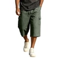 thumbnail image 3 of Mens Casual Drawstring Cargo Capri Shorts Relaxed Fit Lightweight Cotton Blend Knee Length Pants with Pockets for Outdoor Daily Wear, 3 of 7