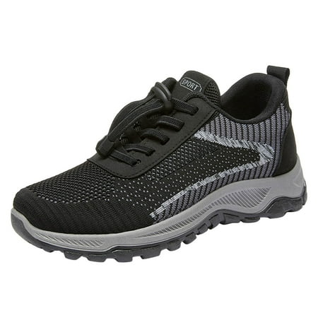 

GNEIKDEING Autumn Men Sports Shoes Flat Non Slip Mesh Breathable Comfortable Lace Up Colorblock Casual Style Gift on Clearance