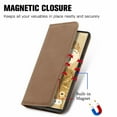 thumbnail image 3 of Case for iPhone 16, Classic Business Premium PU Leather Cover TPU Bumper with Card Holder Kickstand Magnetic Adsorption Flip Wallet Case Cover for iPhone 16, Brown, 3 of 4