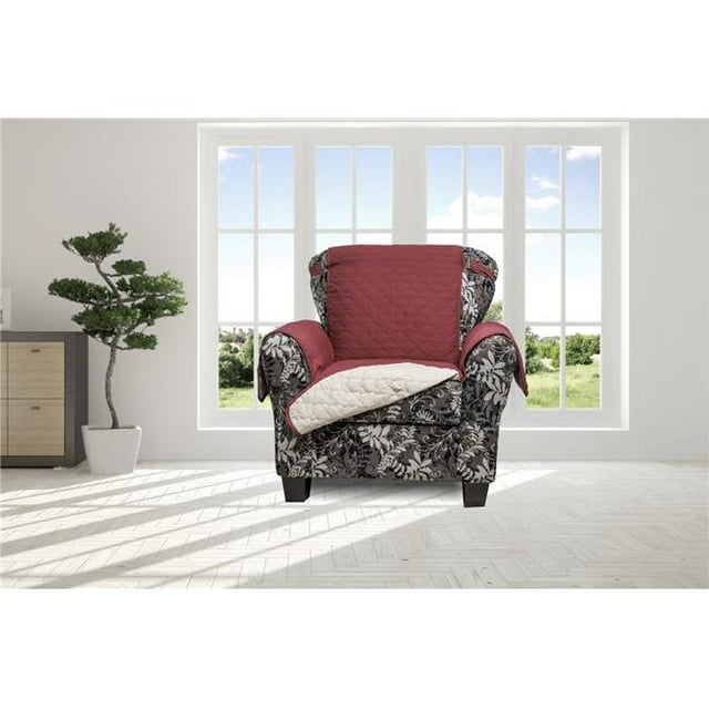 Quickfit RECGN12 /15674 Couverture de Canapé Réversible Housse de Canapé - Housse de Meubles Résistant à l'Eau Idéal pour les Enfants Chiens Animaux de Compagnie - Solide - Chaise - Rouge Bordeaux & Beige