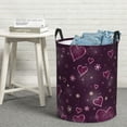 thumbnail image 5 of Picia Snowflakes and Hearts Large Laundry Basket, Waterproof, Freestanding Laundry Hamper, Collapsible Tall Clothes Hamper with Extended Handles-Medium, 5 of 8