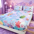 thumbnail image 4 of meiyoeat wave Seaweed Art Bed Sheets,Watercolor Mermaid Monogram B Full Size Sheets,4 Pieces,1 Flat Sheet,1 Fitted Sheet and 2 Pillowcases, 4 of 6