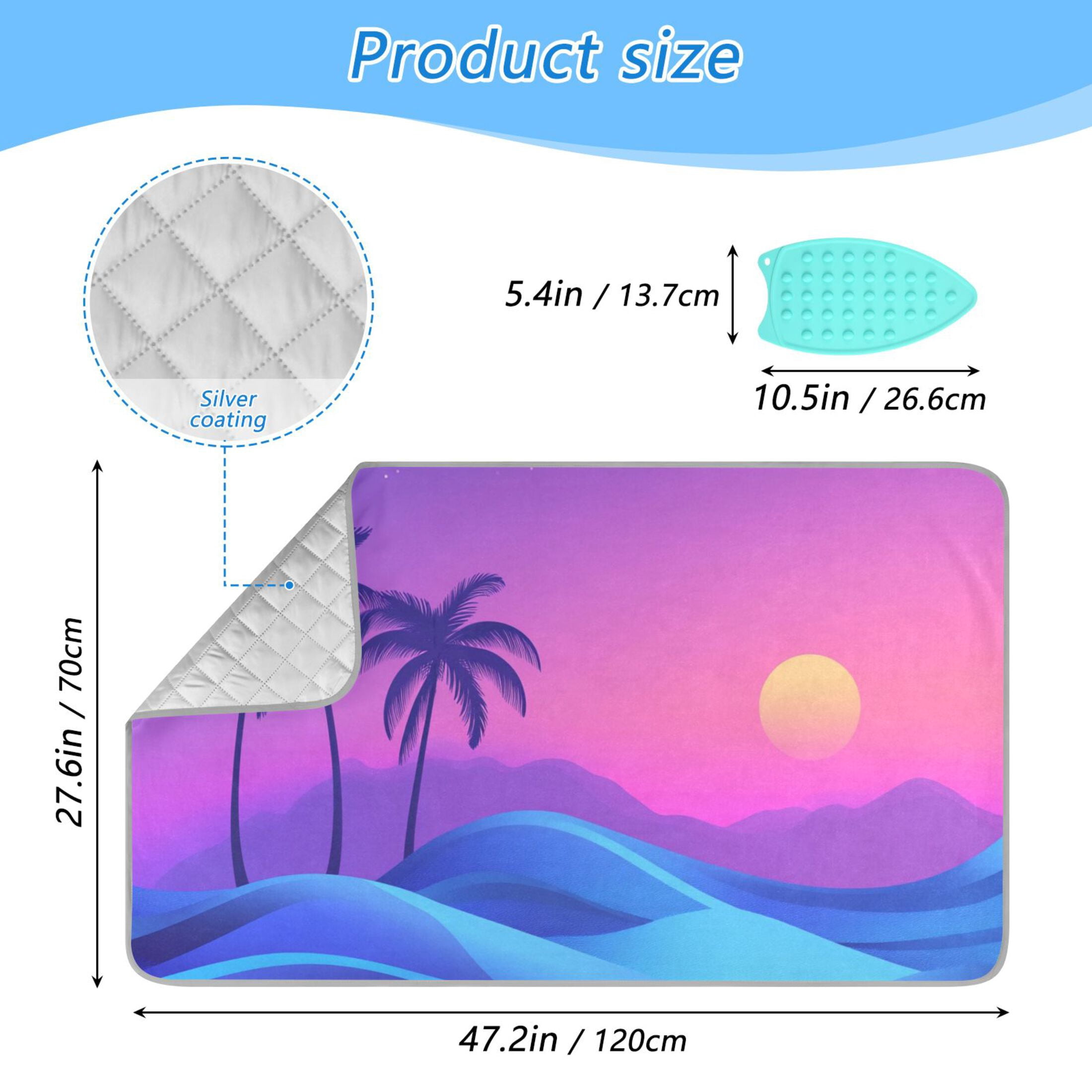 Palm Trees Ocean Wave Moon Ironing Mat Blanket Portable Travel Ironing Pad Heat Resistant Pad 47.2" x 27.6”