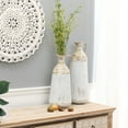 thumbnail image 4 of LuxenHome Set of 2 Distressed Off White and Rustic Brown Metal Pitcher Vase, 4 of 7