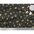 thumbnail image 3 of Soimoi Black polyester Crepe Fabric Leaves & Grandiflora Roses Floral Print Fabric by the Yard 42 Inch Wide, 3 of 3