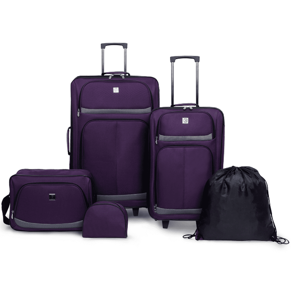 Protege Protege 5 Piece 2Wheel Luggage Value Set, Includes Check and