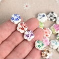 thumbnail image 4 of U8MO 10pcs 15mm Flower Shape Floral Patterns Ceramic Porcelain Loose Craft Beads-14# Purple Blue, 4 of 4