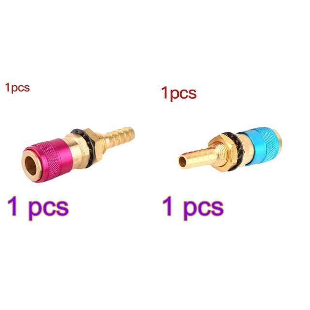 2pcs Welding Torch Quick Connector Water Cooled and Air Adapter TIG Welding Torch Metal Connector φ8 Blue Red Workhe