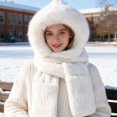 thumbnail image 4 of Women's Winter 3-in-1 Hat Scarf Gloves Set - Fleece Lined Windproof Warm Set, Khaki (No Ears), 4 of 4