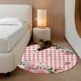 thumbnail image 2 of Round Rug 3.3Ft Washable Non-Slip, Pink Spring Floral Circle Area Rugs for Living Room Bedroom, Watercolor Flowers Butterfly Checkered Indoor Floor Mats Carpet Runner for Home Decor Aesthetic, 2 of 8