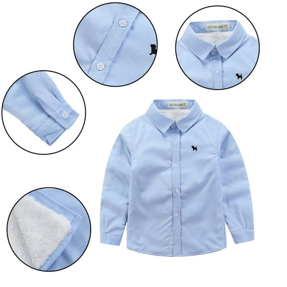 KYAIGUO 2-14 Years Old Thick Shirts & Jacket for Boys Outerwear Coat Fashion Cozy Solid Color Shirt Fleece Jacket for Toddler Kids