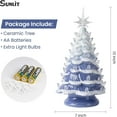 thumbnail image 2 of Sunlit Cordless Lighted Ceramic Christmas Tree Vintage Tabletop Christmas Decoration Pre-Lit Colorful Mini Light Bulbs 13" Traditional AA Battery Operated LED - Ombre Blue, 2 of 7