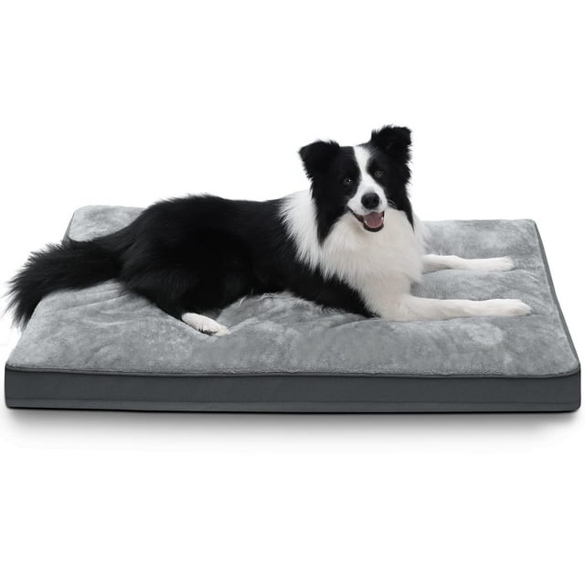 NUPIDA Cama para perro, impermeable, de lujo, con funda extraíble, lavable, antideslizante, para mascotas, tamaño grande, mediano, jumbo, perros pequeños, 35 x 22 pulgadas, color gris