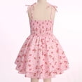 thumbnail image 2 of IBTOM CASTLE Teen Girls Floral Spaghetti Strap Sundress Party Dress | Adjustable Bow V Neck Ruffle Summer Dress, Tween Girls Graduation Dance Dress,Teens Birthday Holiday Dresses Pink-floral, 2 of 7