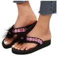 thumbnail image 3 of HBFAGFB Chaussons pour Femmes Mode Été Chaussons en Strass Confortables Chaussures de Plage Extérieures Roses Taille 37, 3 of 9