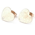 thumbnail image 2 of 10Pcs Textured Heart Stainless Steel Stud Earring Findings Earring Studs Posts with Ear Nuts for Earring Jewelry Making Rose Gold 12x13mm Hole: 1.5mm Pin: 0.7mm, 2 of 3
