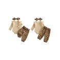thumbnail image 5 of RUINIXCW Baby Girl Fall Outfits Casual Ribbed Crew Neck Long Sleeve Romper Leopard Print Pants with Belt and Headband 4 Pcs Set, 5 of 8