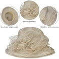 thumbnail image 2 of LinYooLi Women Organza Derby Sun Hat,Kentucky Fascinator Cocktail Tea Party Hat Flower Church Wedding Bridal Straw Caps, 2 of 7