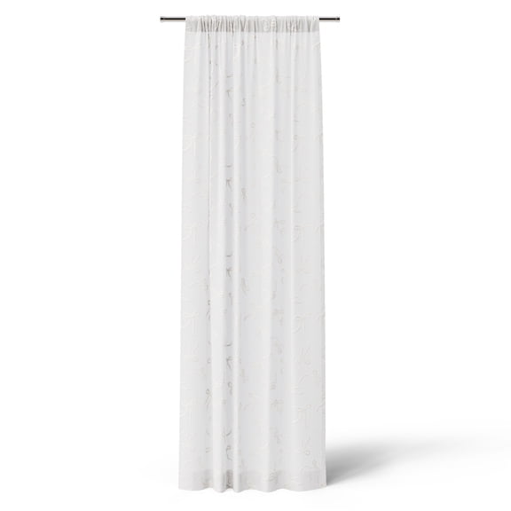 Mainstays Kids White Ribbons Sheer Single Panel Curtain, 38" W x 84" L