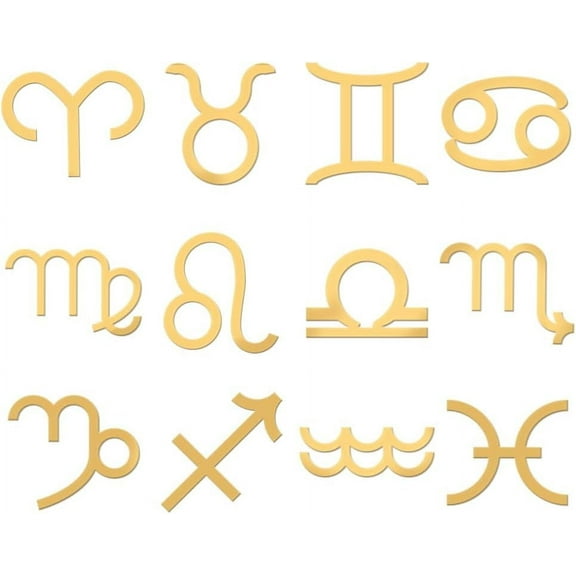 12pcs 1.6x1.6 Inch Gold Metal Constellation Stickers for Scrapbooks Phone Decoration DIY Crafts Golden
