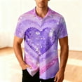 thumbnail image 2 of Valentine T-Shirt for Men Hear Printed Summer Beach Casual Short Sleeve Button Down Lapel Shirts,Valentines Gift Ideas for Him Shirt, 2 of 6