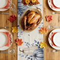 thumbnail image 4 of Navy Blue Pumpkins Fall Cotton Linen Rectangle Table Runners 13"x72", Thanksgiving Weeping Botanical Rustic Coffee Table Runner Dresser Scarves Table Runners for Wedding Party Banquet Dinner Decor, 4 of 8