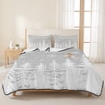 thumbnail image 3 of Quilts Twin Size Bedding Set, Grey Christmas Trees Lightweight Quilted Comforter, Winter Xmas Snowflakes Pine Forest Soft Reversible Bedspread Coverlet with Pillow Covers for All Season, 68" x 86", 3 of 9