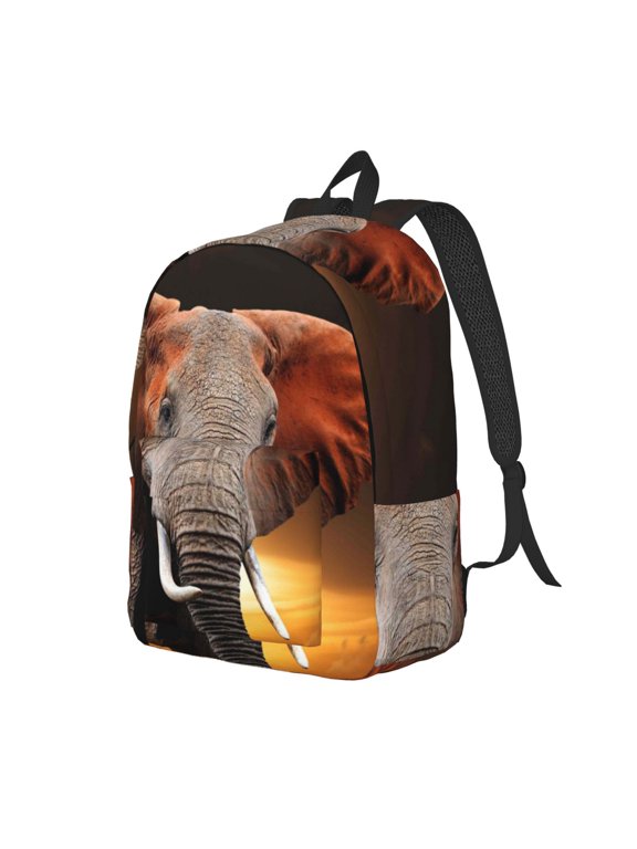 Xecao Elephant Sunset in Kenya Canvas College Laptop Backpack, a durable rucksack designed for both men and women, ideal for travel, school, and daily use-Small