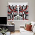 thumbnail image 5 of Grey Geometric Kitchen Curtains Short 54 Inch Length, Modern Abstract Black White Red Striped Grommet Top Bedroom Living Room Curtains, Light Filtering Cafe Curtain Drapes 2 Panels Set 84''x54'', 5 of 9