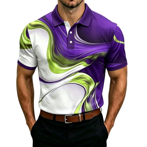Bibifish Mens Polo Shirts Short Sleeve Graphic Golf Shirts Classic Fit Athletic Casual Daily Wear Tops