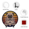 thumbnail image 4 of Picia Pug dog Yoga Pattern Bone China Decorative Plate – Wall Decor with Stand and Adhesive, Elegant Ornament for Living Room, Office, or Entryway-6in, 4 of 6